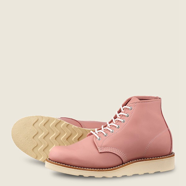 Heritage Støvler Dame - Red Wing 6-Inch Round Toe - Short Boundary Læder - Lyserød - ZQRNDE-148